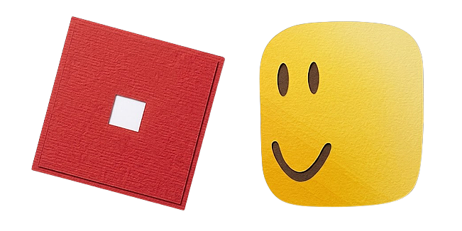 Red Roblox Logo and Roblox Noob Smile Face