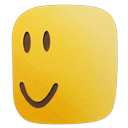 Red Roblox Logo and Roblox Noob Smile Face pointer on a light page