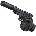 Among Us John Wick Suit and Silenced Pistol cursor