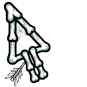 Skeleton Bones Arrow and Skeletal Hand cursor on a light page