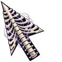 Human Ribcage Arrow and Skeleton Hand Pointing cursor on a light page