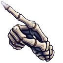 Human Ribcage Arrow and Skeleton Hand Pointing pointer on a light page