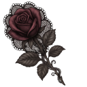 Gothic Dagger and Dark Red Lace Rose pointer on a light page