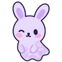 Spooky Cute Ghost Bunny with Purple Bow pointer on a light page