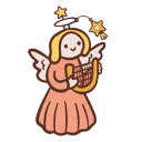 Animated Christmas Angel with Harp & Bible cursor on a light page
