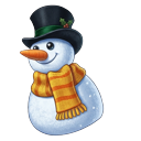 Snowy Christmas Tree and Smiling Snowman Icons pointer on a light page