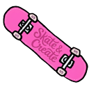 Cute Pink Skateboard and Purple High Top Sneaker cursor on a light page