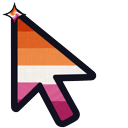 Among Us Lesbian Pride Flag Character and Arrow cursor on a light page