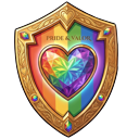 Vibrant Rainbow Gradient Knight Sword and Shield pointer on a light page