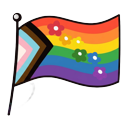Colorful LGBTQ+ Flag Cursor Set with Sparkles and Waving Effects pointer on a light page