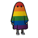 Cute Waving Rainbow Ghost Custom Web Browser cursor on a light page