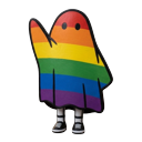 Cute Waving Rainbow Ghost Custom Web Browser pointer on a light page