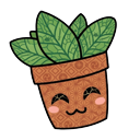Aesthetic CoryxKenshin Chibi and Little Green Plant Pointer cursor on a light page