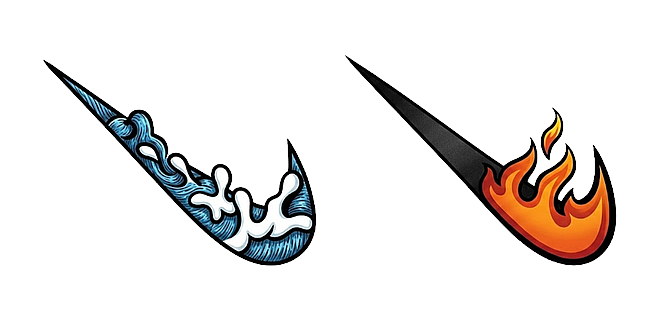 Cool Nike Water and Fire Swoosh Custom
