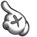 White KAWS Crossbones Skull cursor on a light page
