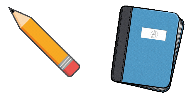 School Pencil and Blue Notebook Animated