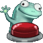 Lizard Pressing Red Button Meme cursor on a light page