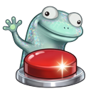 Lizard Pressing Red Button Meme pointer on a light page