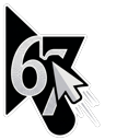 67 Kid Dark Pixel Character Arrow and Logo cursor on a light page