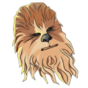 Chewbacca Wookiee Face and Bowcaster Weapon pointer on a light page