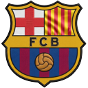FC Barcelona Team Logo and Senyera Flag Design pointer on a light page